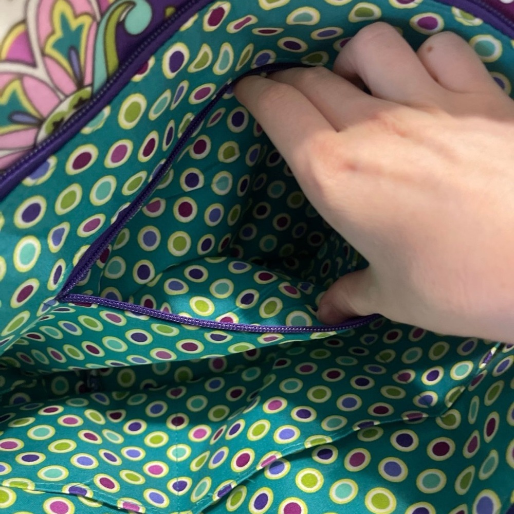 Vera Bradley Purple Teal Floral Quilted Tote - Picture 9 of 10